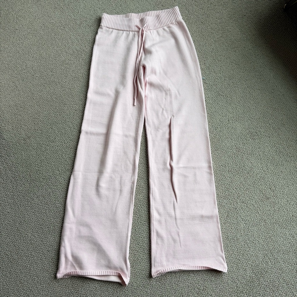 TALL Light Pink Ribbed Knit Lounge Pants - Picture 4 of 7